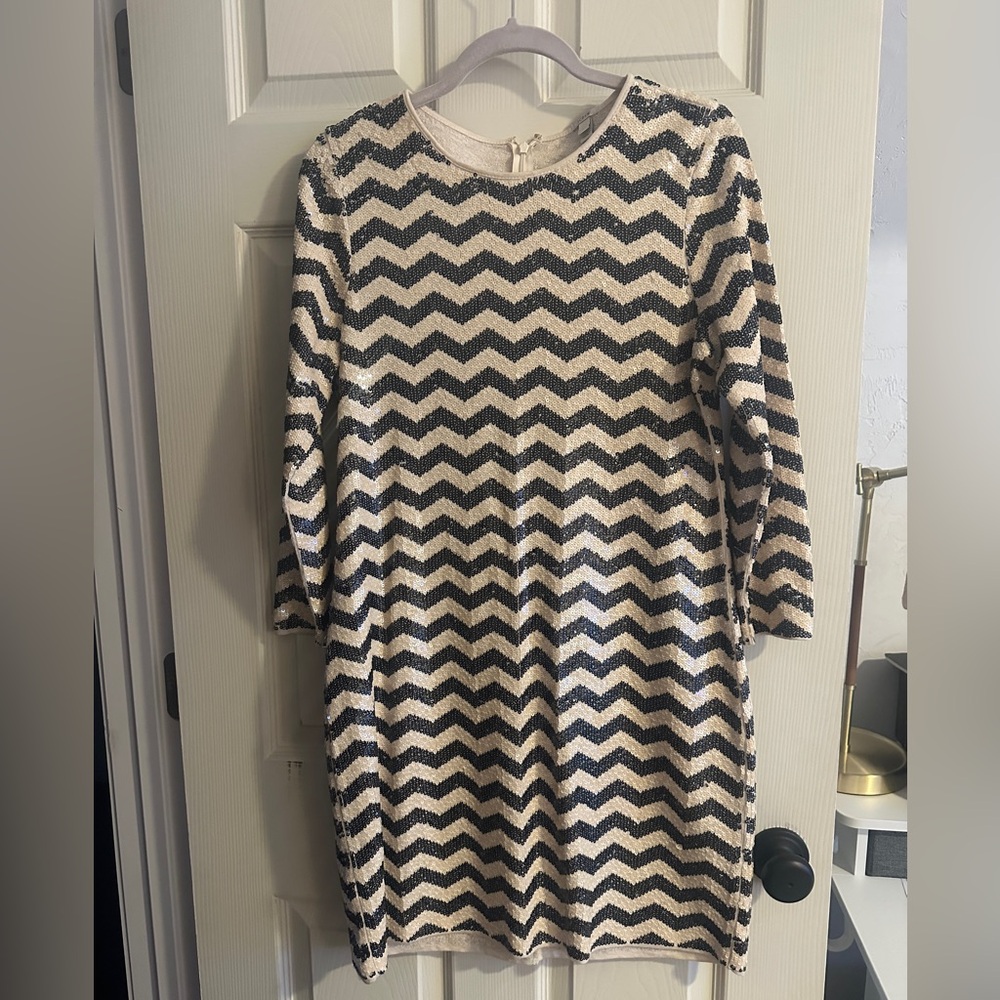 J.crew Chevron long sleeve sequin dress